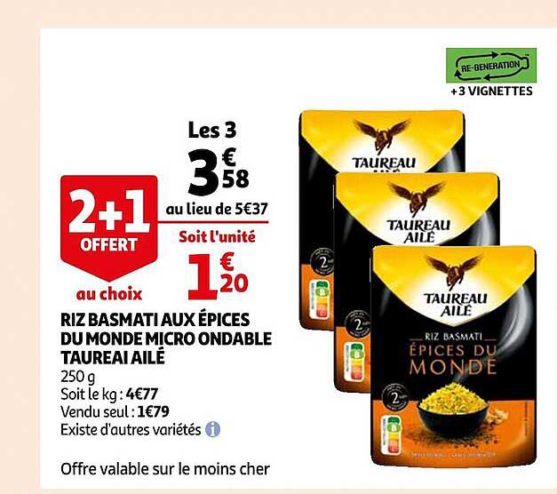 riz basmati aux épices du monde micro ondable taureau ailé