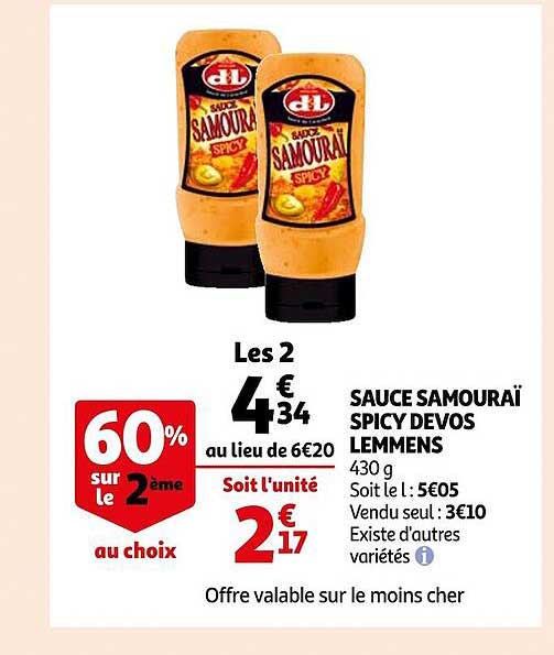 sauce samouraï spicy devos lemmens