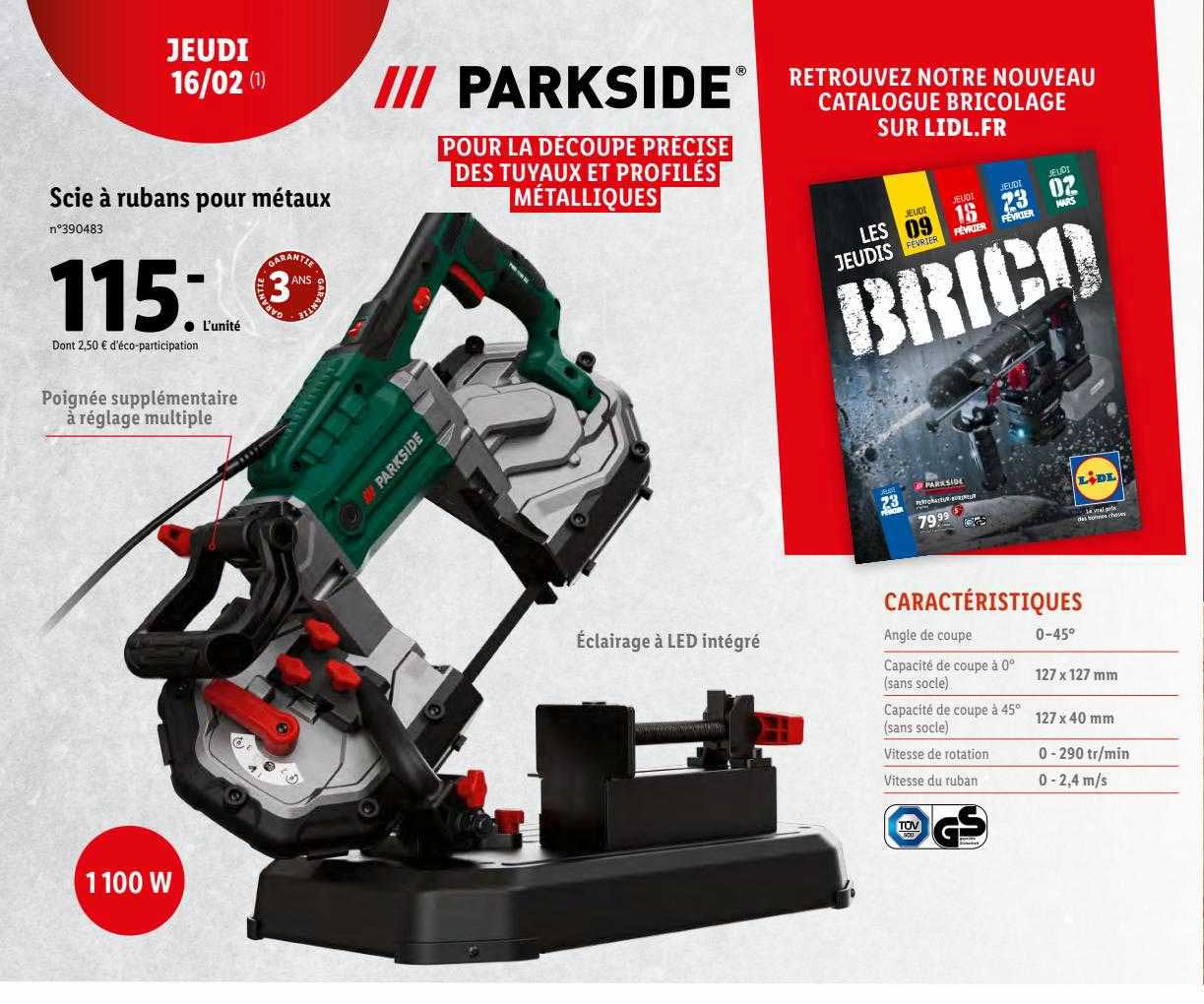 scie à rubans pour métaux parkside