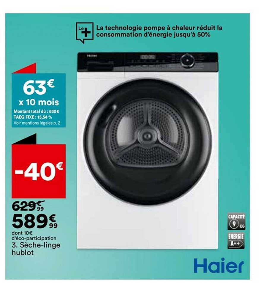 sèche-linge hublot haier