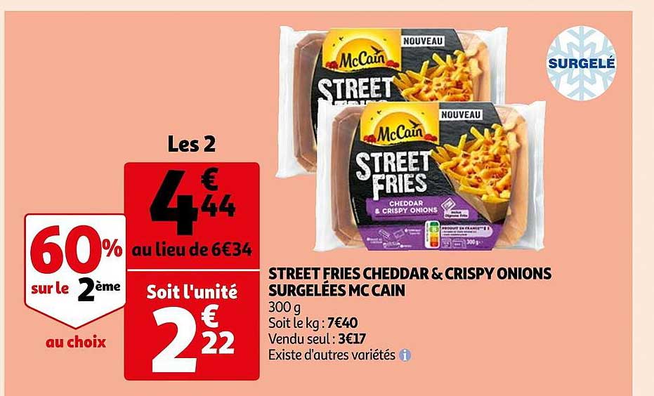 street fries cheddar & crispy onions surgelées mc cain