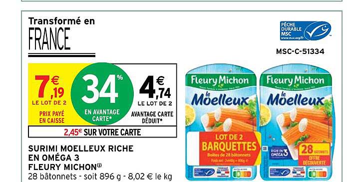 surimi moelleux riche en oméga 3 fleury michon