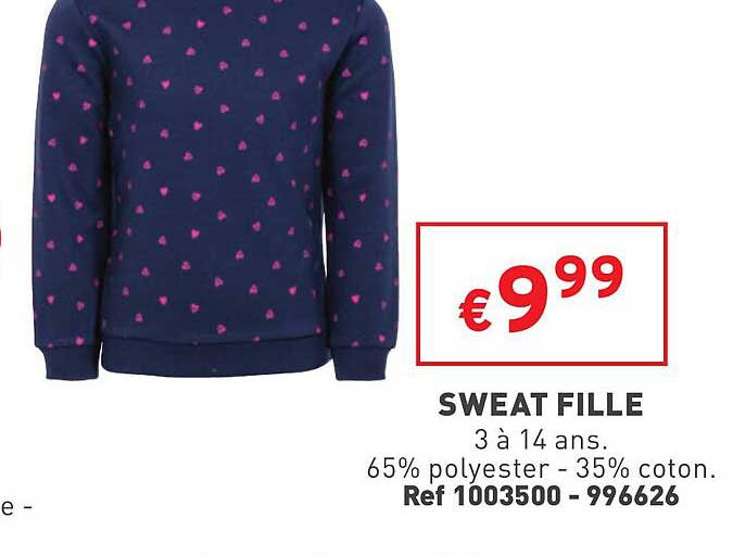 sweat fille 3 à 14 ans