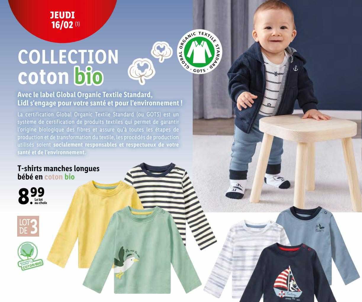 t-shirts manches longues bébé en coton bio