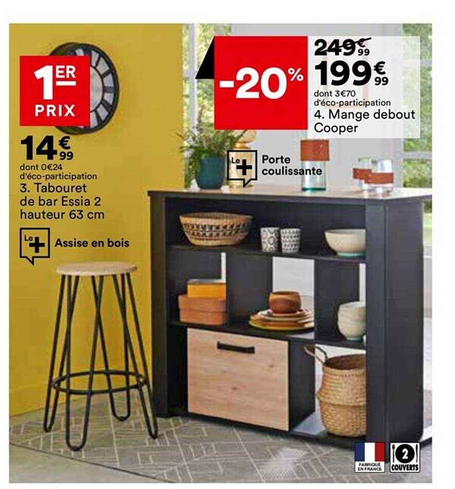 Tabouret De Bar Essia 2 Hauteur 63 Cm, Mange Debout Cooper