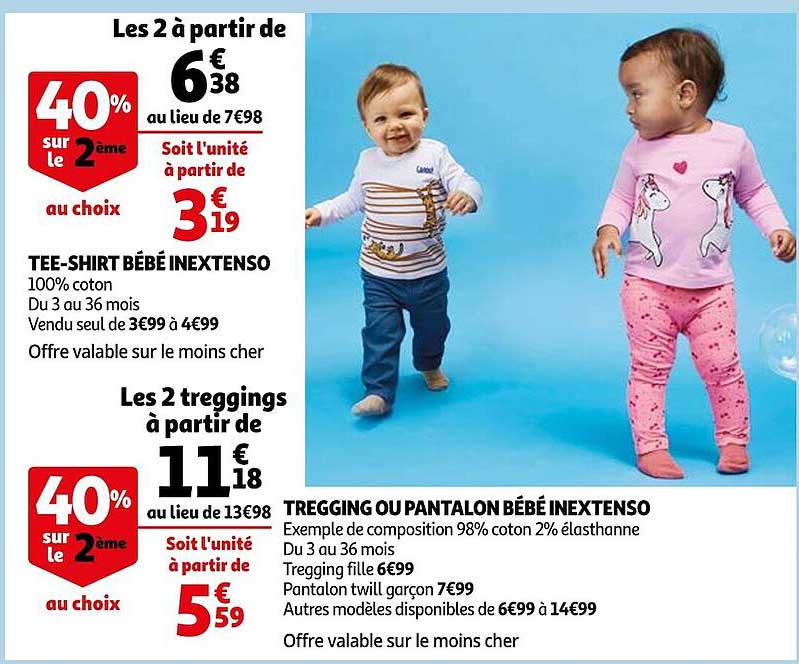 tee-shirt bébé inextenso, tregging ou pantalon bébé inextenso