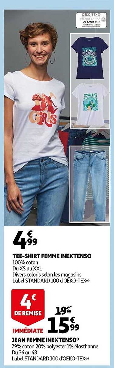 tee-shirt femme inextenso, jean femme inextenso