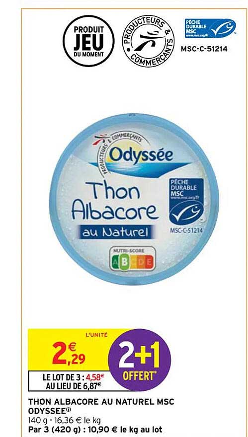 Thon Albacore Au Naturel Msc Odyssée