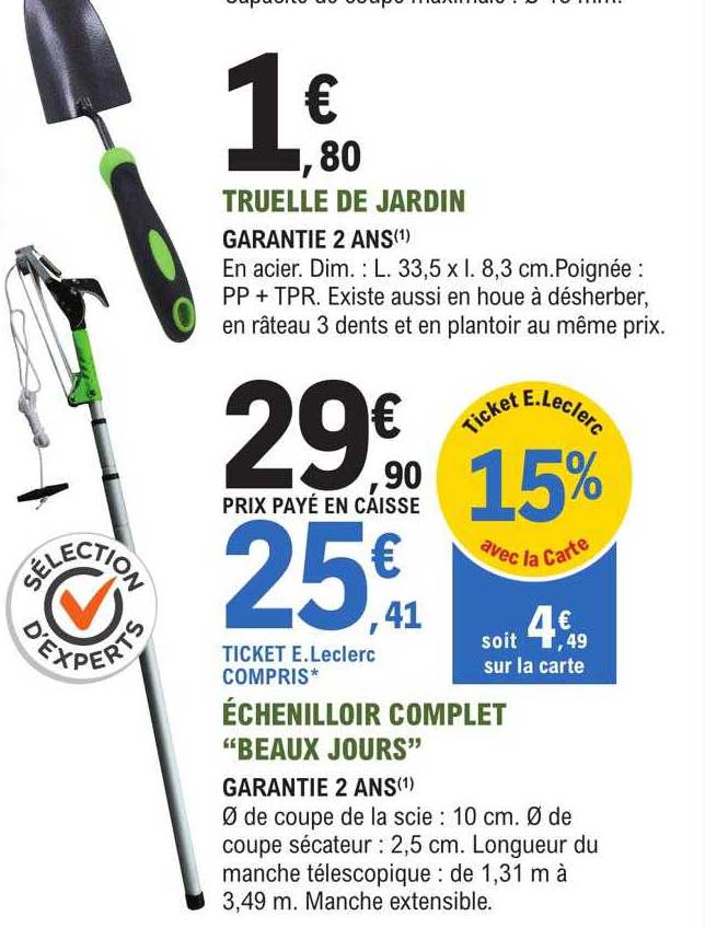 truelle de jardin échenilloir complet "beaux jours"