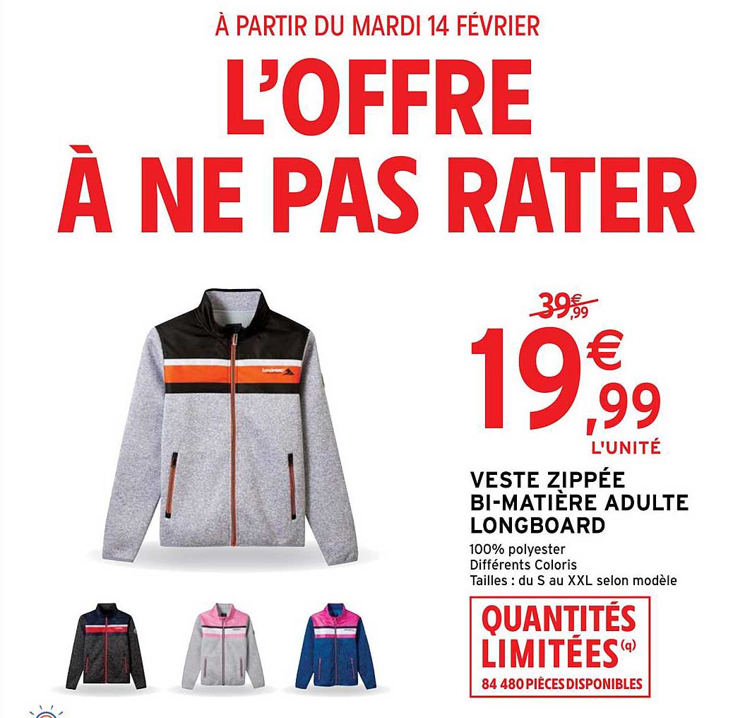 Veste Zippée Bi-matière Adulte Longboard