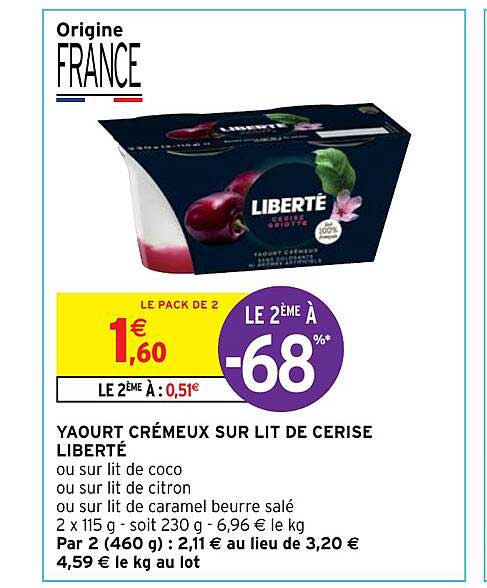 Yaourt Crémeux Sur Lit De Cerise Liberté