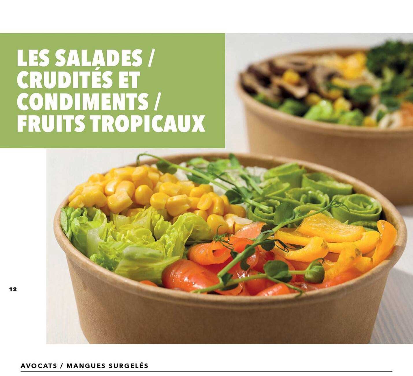 les salades/crudités et condiments/fruits tropicaux