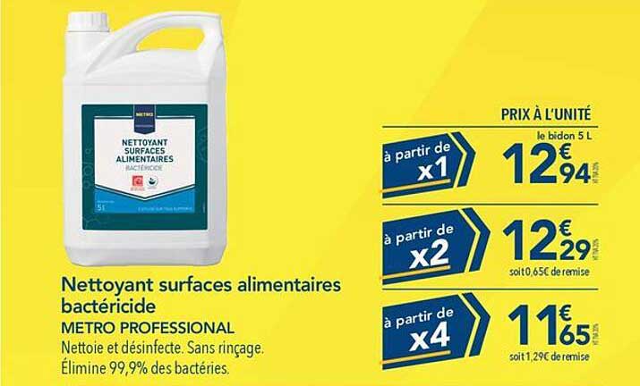 nettoyant surfaces alimentaires bactéricide metro professional