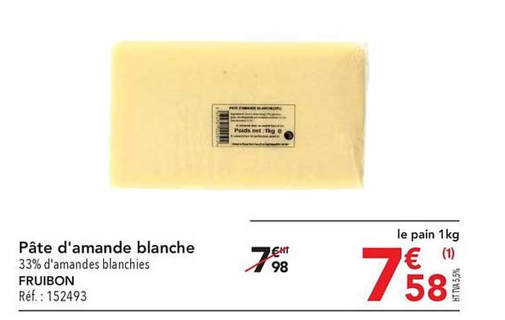 pâte d'amande blanche fruibon