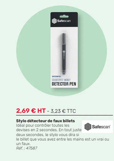 stylo détecteur de faux billets safescan