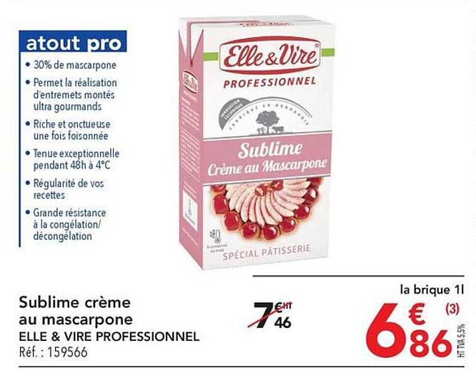 sublime crème au mascarpone elle & vire professionnel