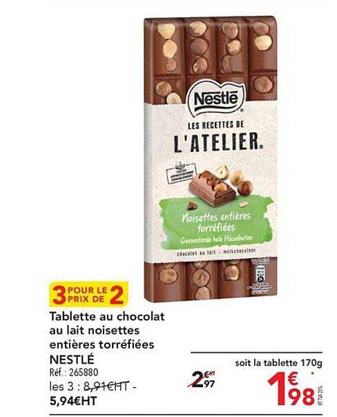 Tablette Au Chocolat Au Lait Noisettes Entières Torréfiées Nestlé