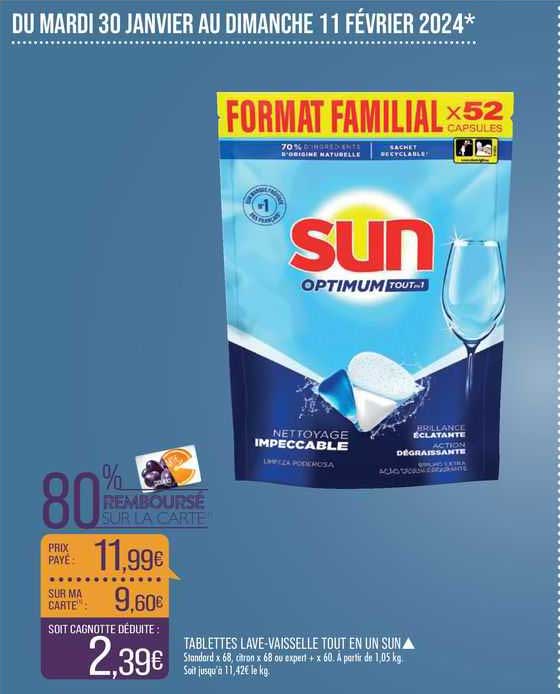 tablettes lave-vaisselle tout en un sun