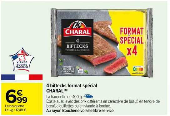 4 biftecks format spécial charal