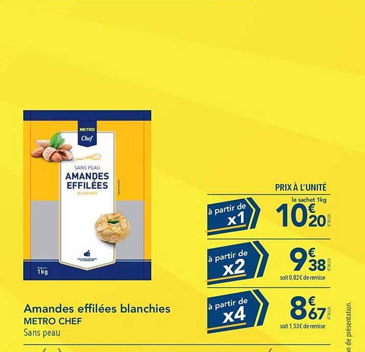 amandes effilées blanches metro chef