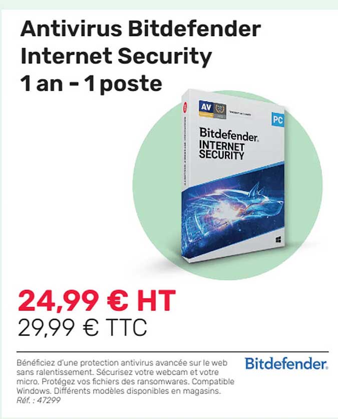 antivirus bitdefender internet security 1 an - 1 poste