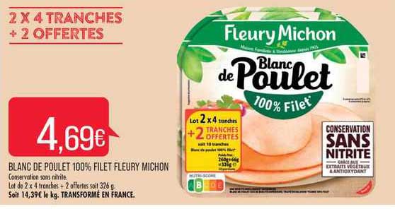 blanc de poulet 100% filet fleury michon
