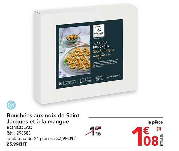 bouchées aux noix de saint jacques et à la mangue boncolac