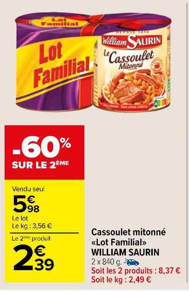 cassoulet mitonné «lot familial» william saurin