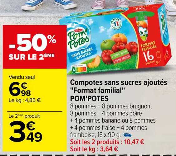 compotes sans sucres ajoutés "format familial" pom'potes