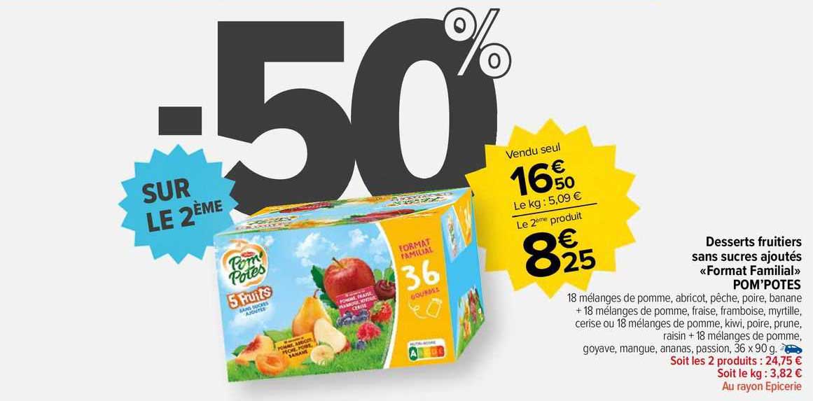 Desserts Fruitiers Sans Sucres Ajoutés «format Familial» Pom'potes