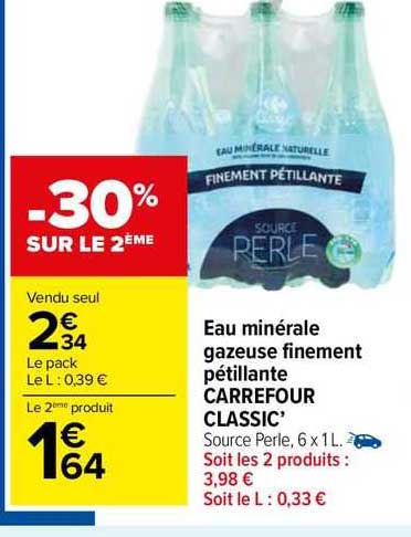 eau minérale gazeuse finement pétillante carrefour classic'