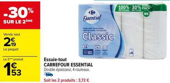 essuie-tout carrefour essential