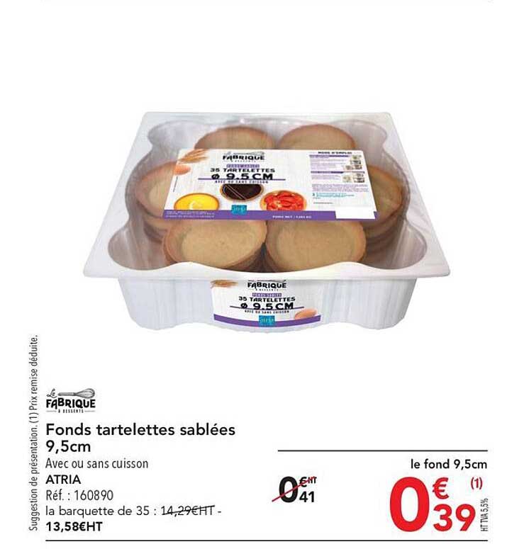 fonds tartellettes sablées 9,5 cm fabrique