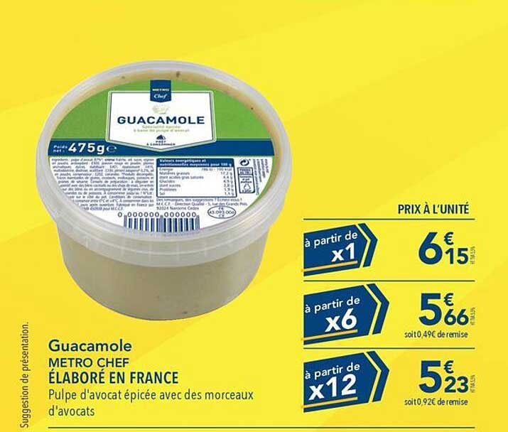 guacamole metro chef élaboré en france