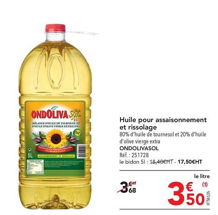 huile pour assaisonnement et rissolage ondolivasol