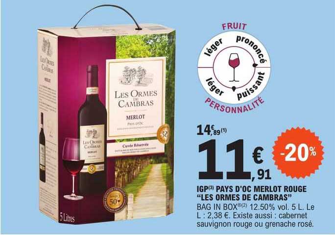 igp pays d'oc merlot rouge "les ormes de cambras"