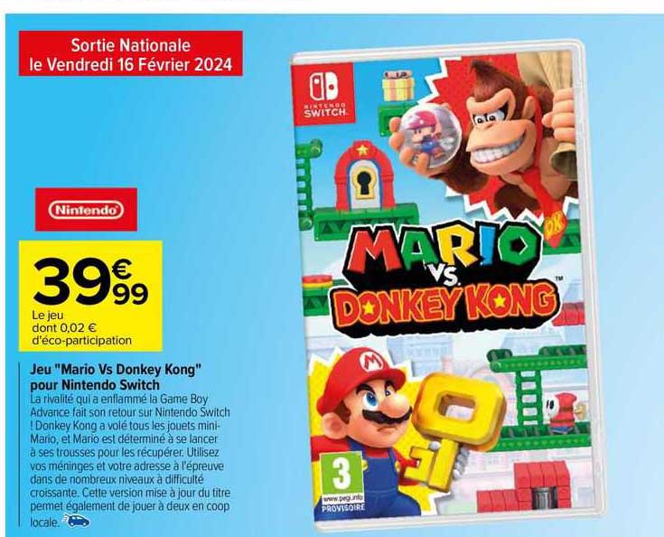jeu "mario vs donkey kong" pou nintendo switch