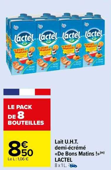 lait u.h.t. demi-écrémé «de bons matins!» lactel