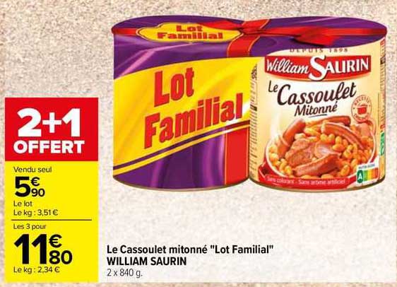 le cassoulet mitonné "lot familial" william saurin