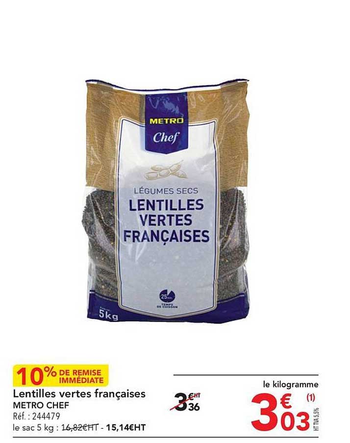lentilles vertes françaises metro chef