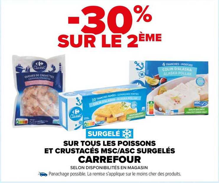 les poissons et crustacés msc/asc surgelés carrefour