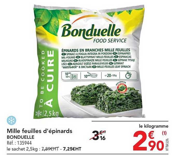 mille feuilles d'épinards bonduelle