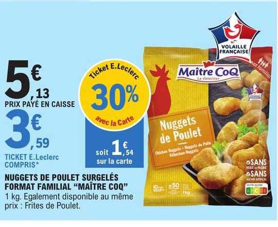 nuggets de poulet surgelés format familial "maître coq"