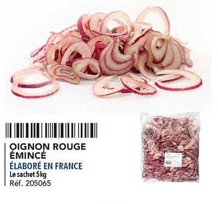 oignon rouge émincé élaboré en france