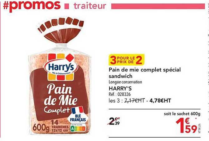 Pain De Mie Complet Spécial Sandwich Harry's