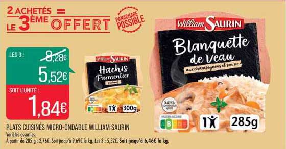 plats cuisinés micro-ondable william saurin