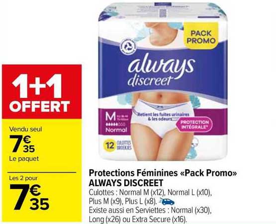 protections féminines «pack promo» always discreet