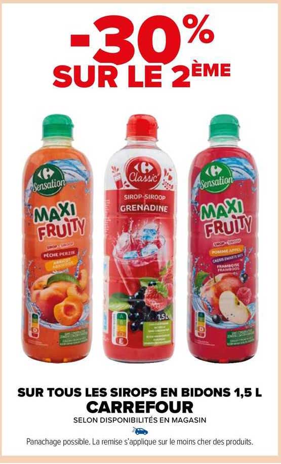 sirops en bidons 1,5 l carrefour