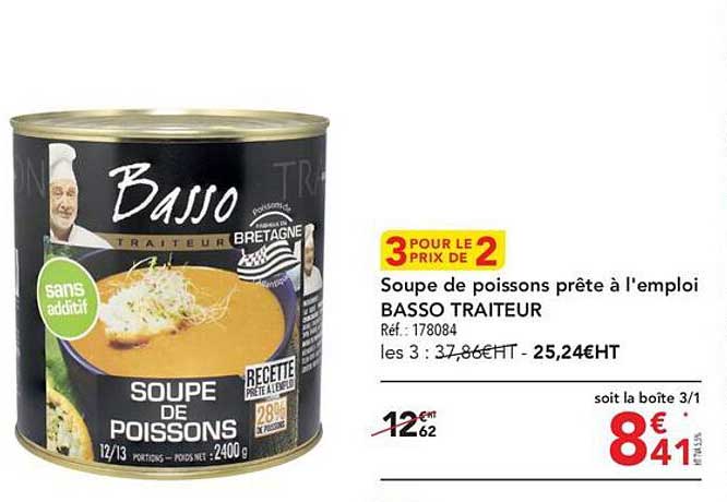soupe de poissons prête à l'emploi basso traiteur