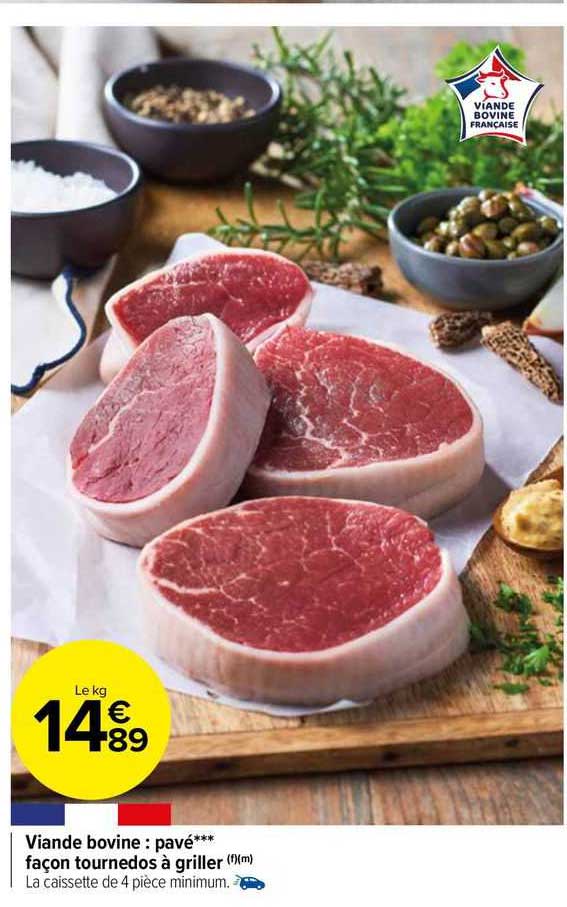 viande bovine : pavé*** façon tournedos à griller